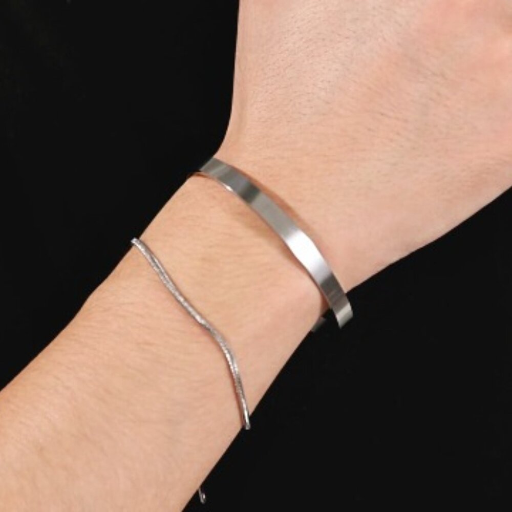Sterling Silver Stackable Bracelet Set Minimal Ch… - image 8